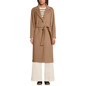 Women's Lands' End Wool Wrap Long Coat
