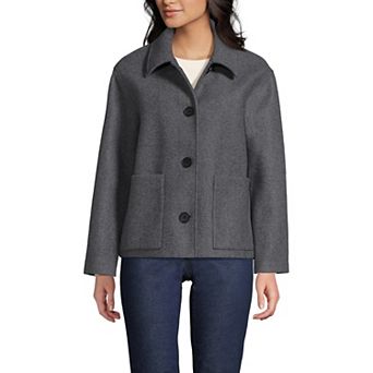 Women's Lands' End Wool Touch Button Front Shirt Jacket