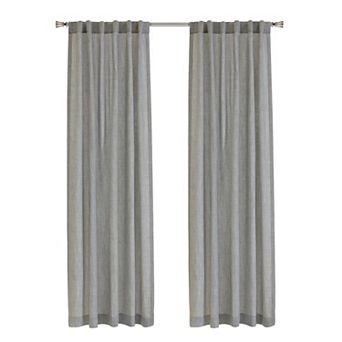 100% Polyester Johnstown Light Filtering Faux Linen Textured Dual Header Curtain Panel
