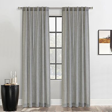 100% Polyester Johnstown Light Filtering Faux Linen Textured Dual Header Curtain Panel