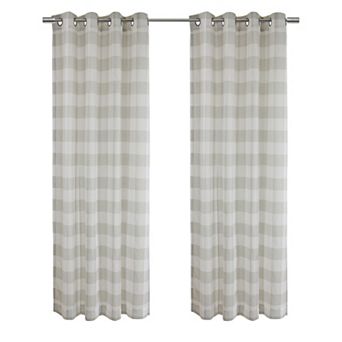 100% Polyester Bradley Light Filtering Plaid Woven Grommet Curtain Panel