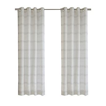 100% Polyester Jasper Sheer Faux Linen Stripe Grommet Curtain Panel