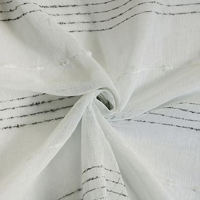 100% Polyester Jasper Sheer Faux Linen Stripe Grommet Curtain Panel