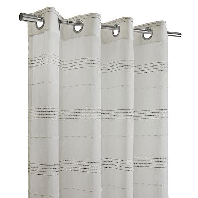 100% Polyester Jasper Sheer Faux Linen Stripe Grommet Curtain Panel