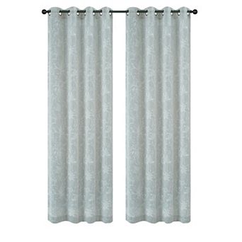 100% Polyester Sheila Light Filtering Faux Linen Floral Grommet Curtain Panel