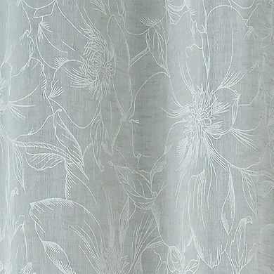 100% Polyester Sheila Light Filtering Faux Linen Floral Grommet Curtain Panel