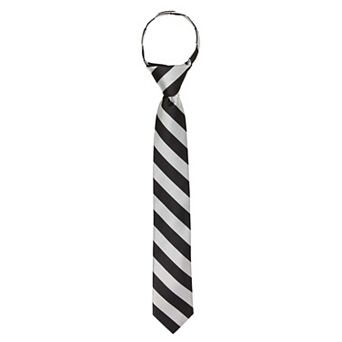 Jacob Alexander Boys' 14" College Stripe Pre-Tied Zipper Necktie