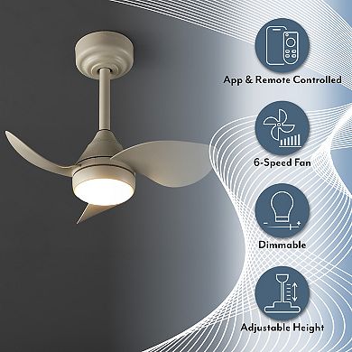 Albini 22" 6-Speed Metal Mobile-App/Remote-Controlled Dimmable Smart Integrated LED Ceiling Fan