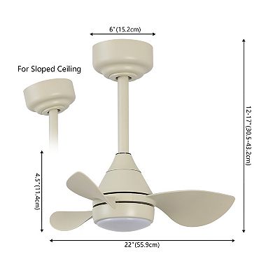 Albini 22" 6-Speed Metal Mobile-App/Remote-Controlled Dimmable Smart Integrated LED Ceiling Fan