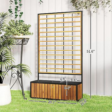 Outsunny Raised Garden Bed, Planter Box with Trellis, Removable Pots