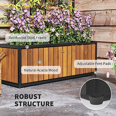 Outsunny Raised Garden Bed, Planter Box with Trellis, Removable Pots