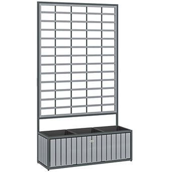 Outsunny Raised Garden Bed, Planter Box with Trellis, Removable Pots