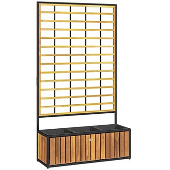 Outsunny Raised Garden Bed, Planter Box with Trellis, Removable Pots