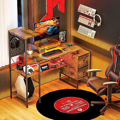 HOMCOM 56inch Computer Desk with LED Lights, Home Office Desk
