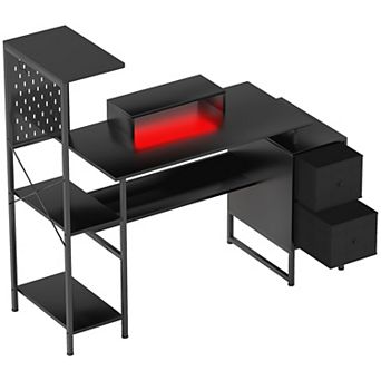HOMCOM 56inch Computer Desk with LED Lights, Home Office Desk