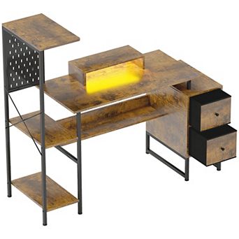 HOMCOM 56inch Computer Desk with LED Lights, Home Office Desk