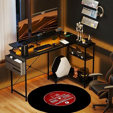 HOMCOM 58inch Reversible L Shaped Desk, Corner Computer Desk