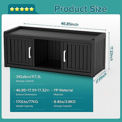 Storage Cabinet 120 Gallon Shoe Cabinet Resin Shoe Bench with Storage for Shoes Accessories