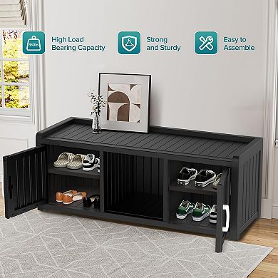 Storage Cabinet 120 Gallon Shoe Cabinet Resin Shoe Bench with Storage for Shoes Accessories