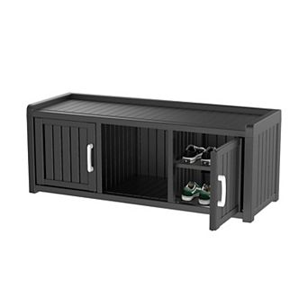 Storage Cabinet 120 Gallon Shoe Cabinet Resin Shoe Bench with Storage for Shoes Accessories