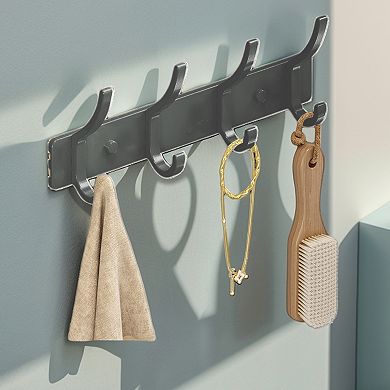 1 Pc Coat Rack Wall Mount, Hat Rack with 4 Hook for Wall, Towel Hooks for Bathrooms