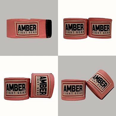 Amber Fight Gear 180" Semi-Elastic Hand Wraps Hook & Loop for Boxing,Muay Thai, Sold as set of 2