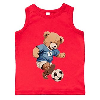 The Juniper Shop Watercolor Soccer Bear Toddler Tank