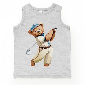 The Juniper Shop Watercolor Golf Bear Toddler Tank