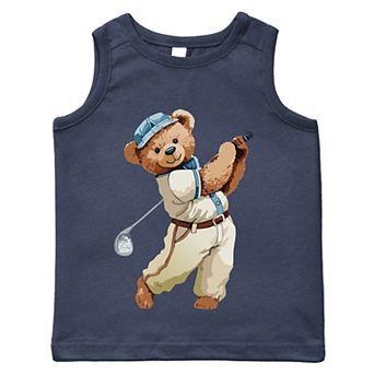 The Juniper Shop Watercolor Golf Bear Toddler Tank