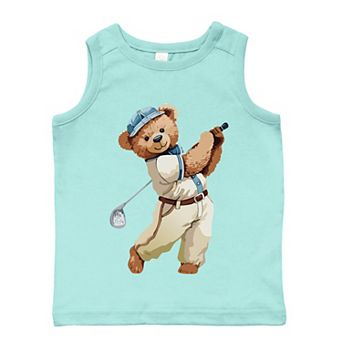 The Juniper Shop Watercolor Golf Bear Toddler Tank