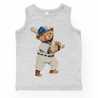 The Juniper Shop Watercolor Baseball Bear Toddler Tank