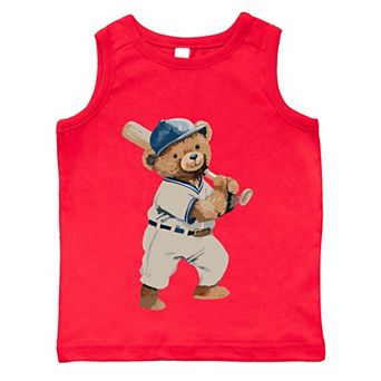 The Juniper Shop Watercolor Baseball Bear Toddler Tank