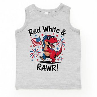 The Juniper Shop Red, White and Rawr Toddler Tank
