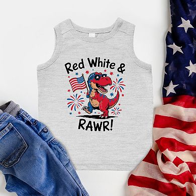 The Juniper Shop Red, White and Rawr Toddler Tank