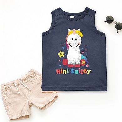 The Juniper Shop Mini Smiley Unicorn Distressed Toddler Tank