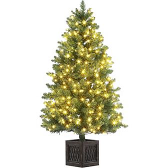 5ft Artificial Full Christmas Tree, Unlit Premium Hinged Xmas Pine Tree with PVC Branch Tips