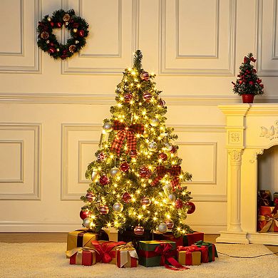 5ft Artificial Full Christmas Tree, Unlit Premium Hinged Xmas Pine Tree with PVC Branch Tips