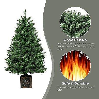 5ft Artificial Full Christmas Tree, Unlit Premium Hinged Xmas Pine Tree with PVC Branch Tips