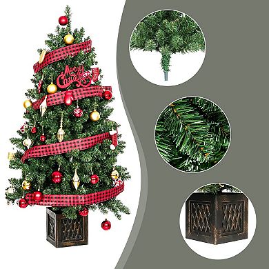 5ft Artificial Full Christmas Tree, Unlit Premium Hinged Xmas Pine Tree with PVC Branch Tips