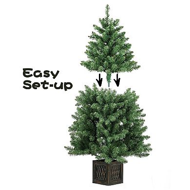 5ft Artificial Full Christmas Tree, Unlit Premium Hinged Xmas Pine Tree with PVC Branch Tips