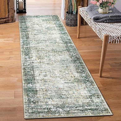 Garvee Vintage Washable Area Rug Non Slip Area Rug Stain Resistant Bodered Capert for Home