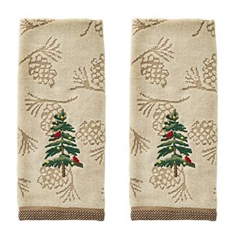 SKL Home 2 pc Seasonal Fir Embroidered Jacquard Hand Towel Set
