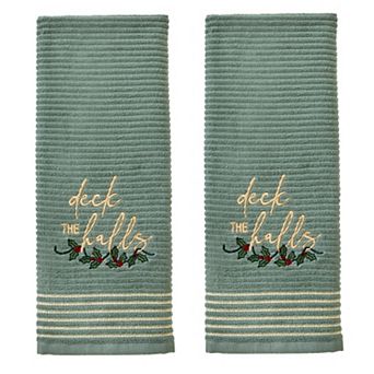SKL Home 2 pc Deck The Halls Embroidered Hand Towel Set