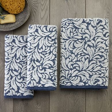 SKL Home Renan Jacquard Blue Oxford Bath Towel or Hand Towel