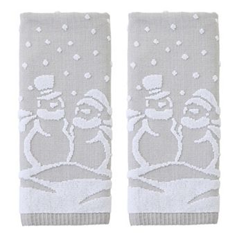 SKL Home Scenic Snowmen Jacquard Bath Towel or Hand Towel