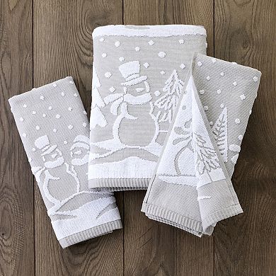 SKL Home Scenic Snowmen Jacquard Bath Towel or Hand Towel