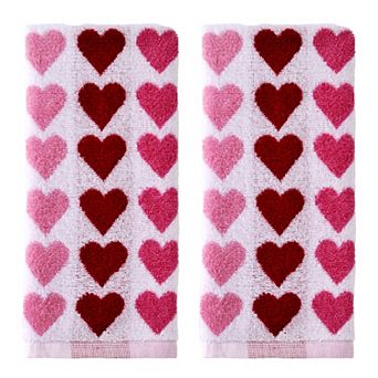 SKL Home 2 pc Tonal Hearts Jacquard Hand Towel Set