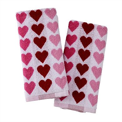 SKL Home 2-piece Tonal Hearts Jacquard Hand Towel Set