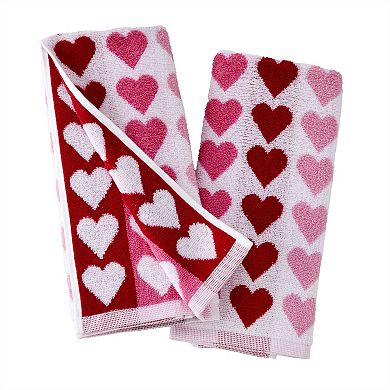SKL Home 2-piece Tonal Hearts Jacquard Hand Towel Set