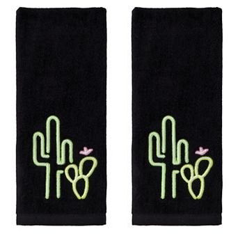 SKL Home 2 pc Neon Cactus Embroidered Hand Towel Set